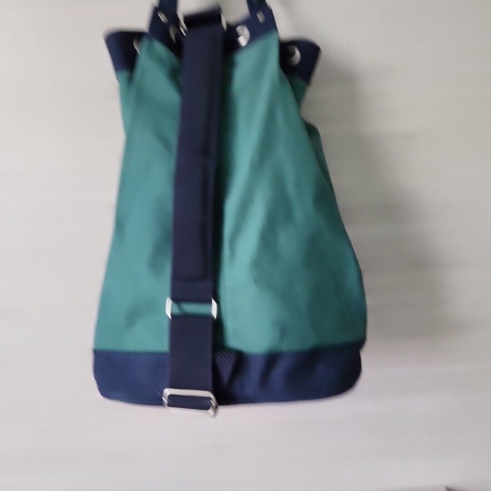 Vintage NAUTICA Green Blue Heavy Canvas Draw Pull String Sailor Seaman Sling Bag - Picture 4 of 13